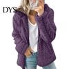 Women Cozy Zip-up Coat Winter Sherpa Fleece Short Jacket Hooded Zipper Cardigan Lightweight Zippered Warm Casual Solid Plush Windproof for Fall