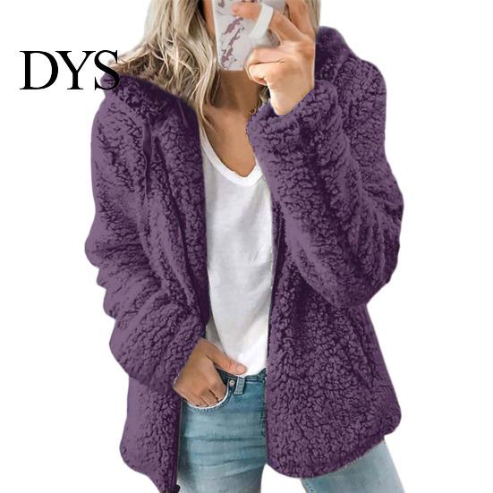 Women Cozy Zip-up Coat Winter Sherpa Fleece Short Jacket Hooded Zipper Cardigan Lightweight Zippered Warm Casual Solid Plush Windproof for Fall