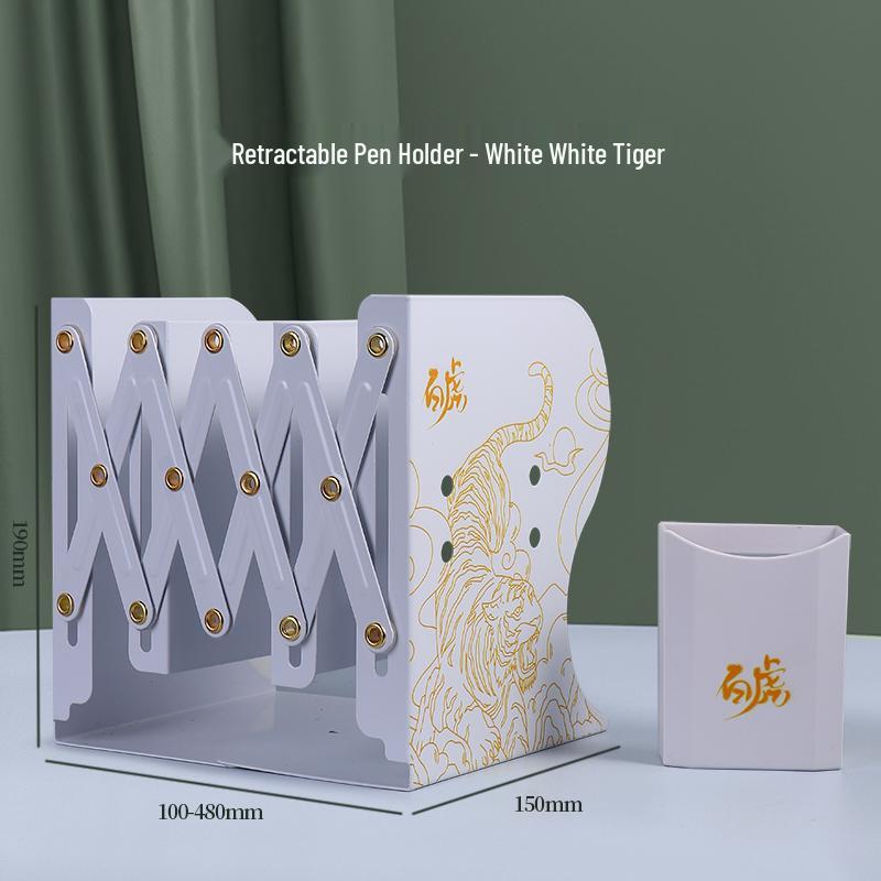 Retractable Desktop Book Holder and Folding Bookshelf with Pen Holder