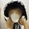 Woven Straw Lace Hat with Dark Series Design and Large Bowknot Elegant Bonnet Hat For Women Theme Parties and Halloween