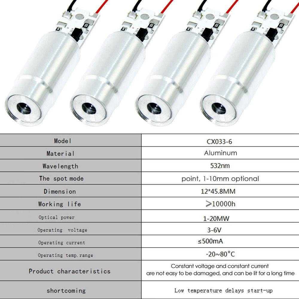 Mini Green Sight 6V 1-20MW 13mm Laser Diodes Dot Diode Module 532nm 12*45.8MM Adjustable Lasers For Module