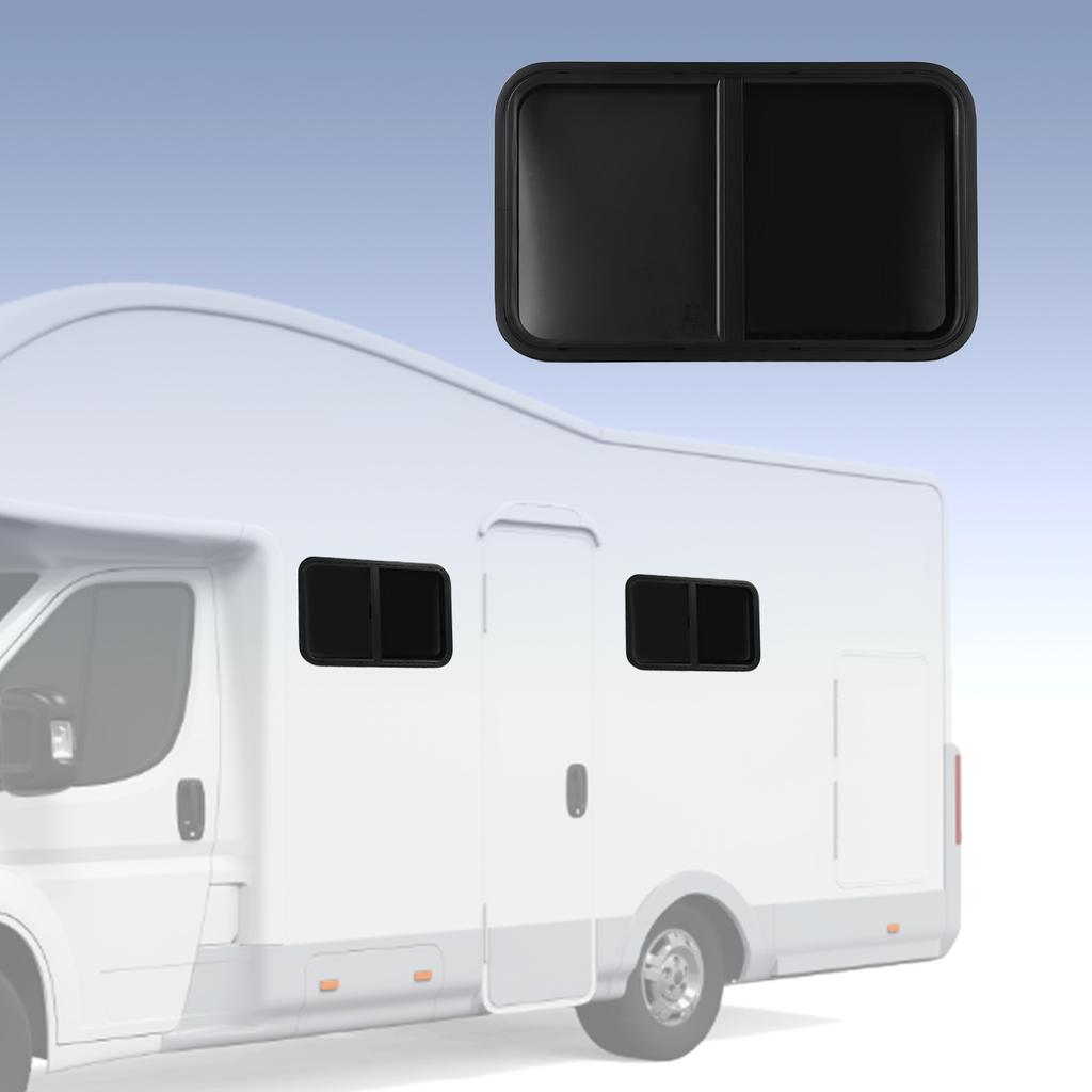 RV Window Rounded Corner Push Pull Style UV Proof Sealed Black Powder Coating for Camper Engineering
