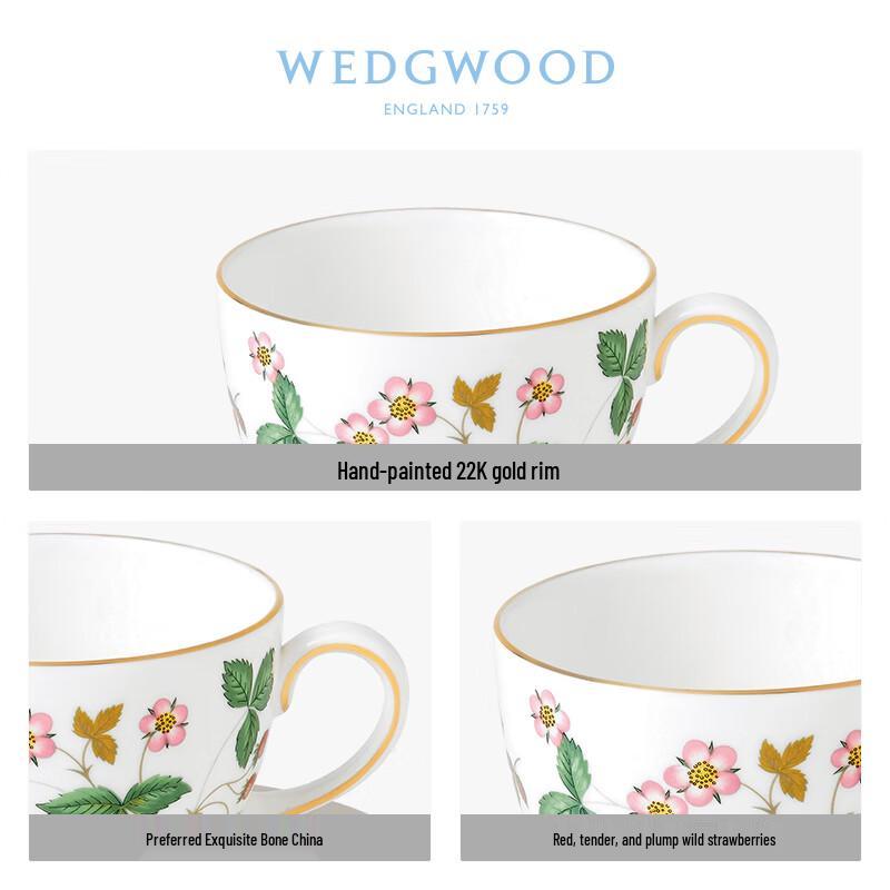 WEDGWOOD Wild Strawberry Bone China Teacup & Saucer Set