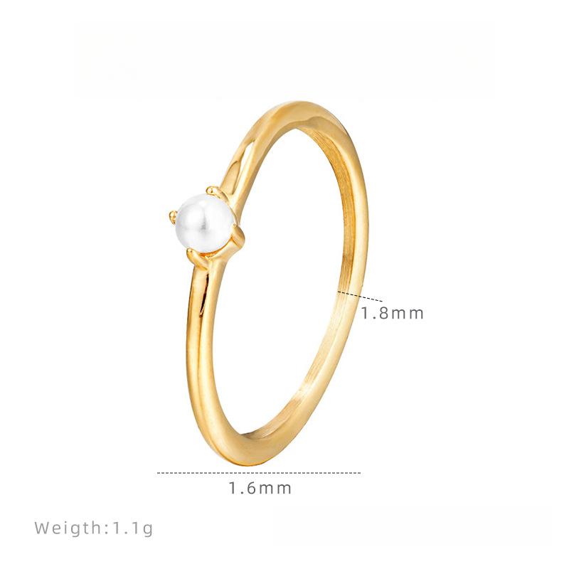 

Корейское простое кольцо с жемчугом на четырех лапках, женское нишевое кольцо высокого класса, аксессуары из титановой стали с гальваническим покрытием 5