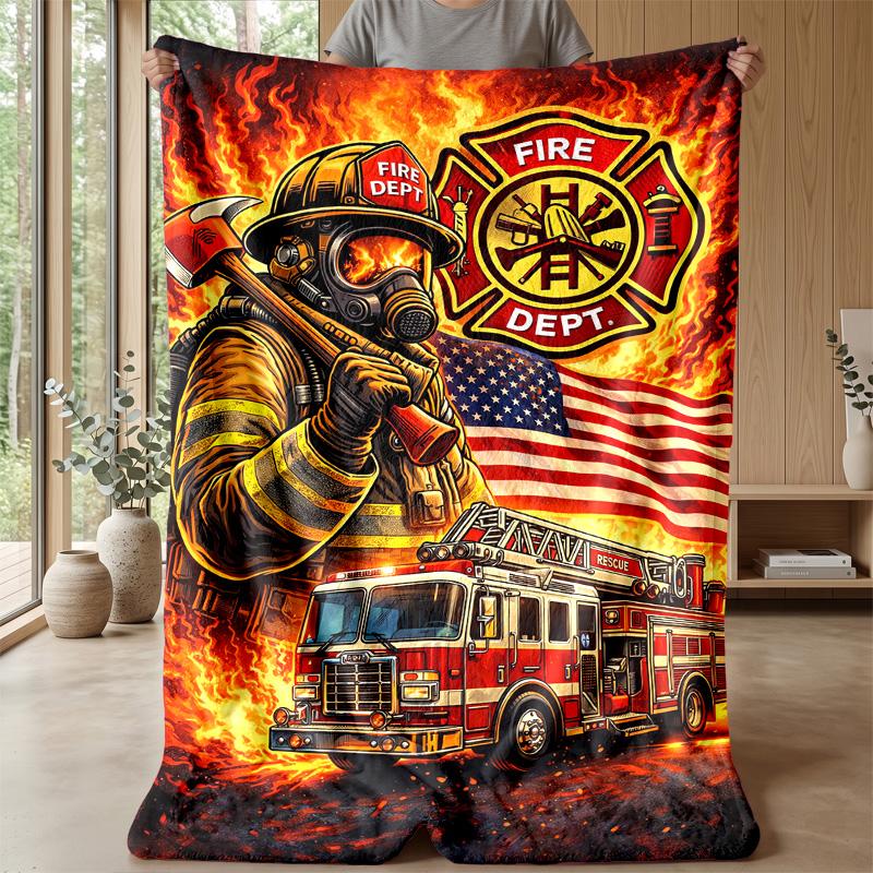 Fire-Racing Monster Trucks Theme Blanket Lightweight Warm Flannel Blanket Decorative Throw Blanket for Home Decoration