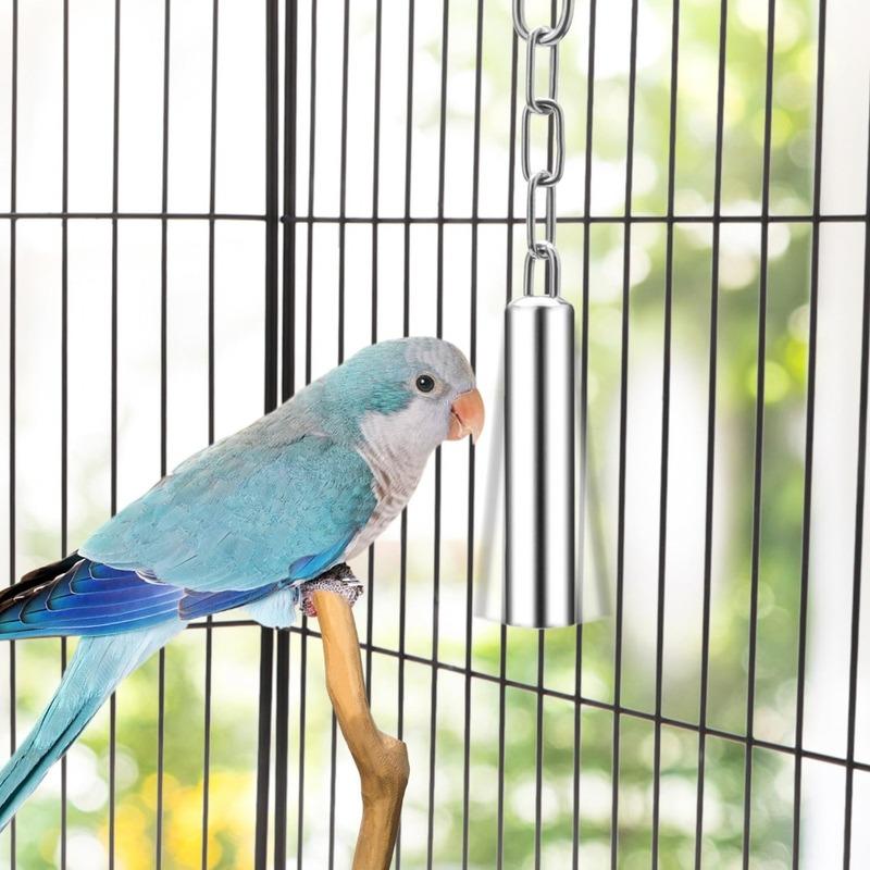 Stainless Steel Bird Cage Bell Toy Hanging Chew Toy for Parrot Parakeet Budgie Cockatiel Conure African Grey Pet Birds