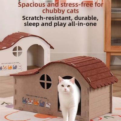 Unique Felt Cat House Foldable Cave Design Cats Bed with Door Wear-resistant Cat Castle For Cat Within 20lb