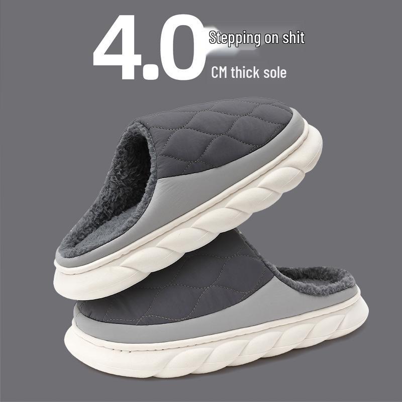 Herren Wasserdichte Rutschfeste Winter Baumwollpantoffeln - Dicke Sohle, Warm & Heimtauglich