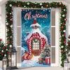 1 Stück Frohe Weihnachten Baum Türabdeckung Banner Polyester Schneemann Weißes Weihnachtsmuster für Heiligabend Neujahr Feiertagsparty Haustür Heim Wanddeko