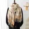 Unisex Korean Plaid Thick Winter Scarf with Tassels - Imitation Cashmere Shawl