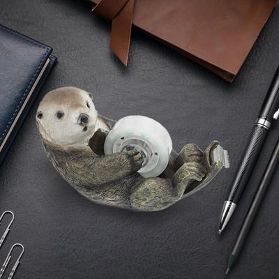 Dispenser per Nastro Adesivo Lontra Resina Divertente Carino Novità Regalo Statuetta Animale Porta Rotolo per Scrivania Scolastica