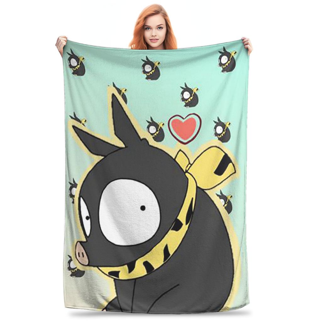 P-chan Ryoga Lost Pig Ranma 1⁄2 Adventure Comedy Blankets Flannel Sofa Throw Blanket for Bedroom Office Throws Bedspread Quilt