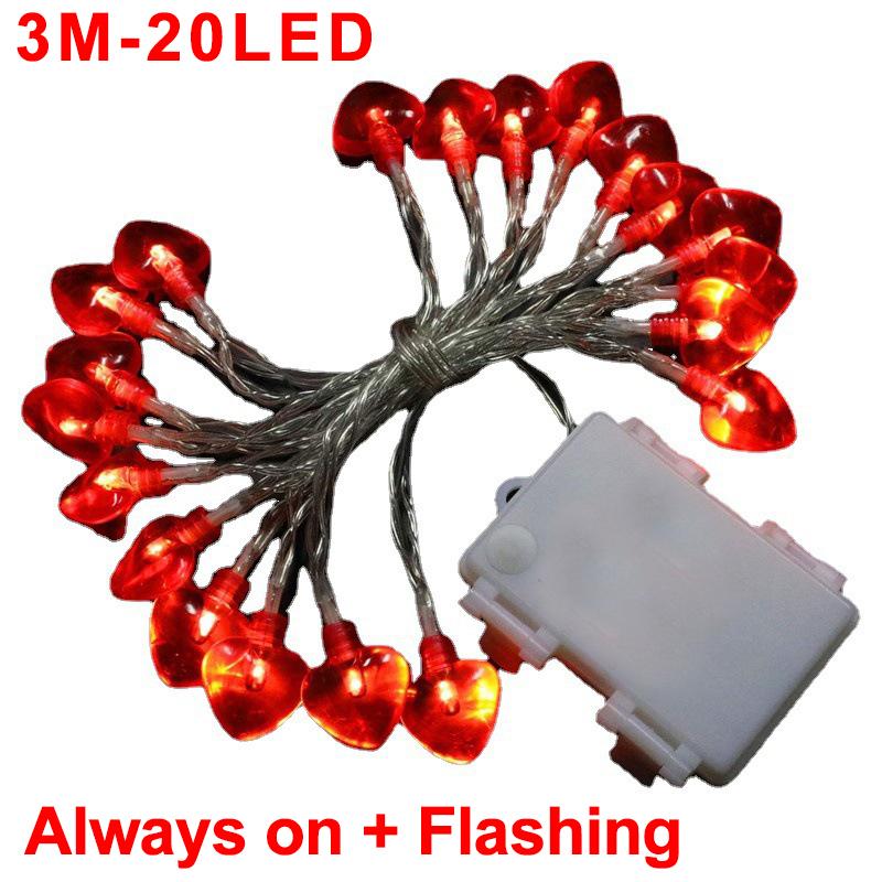 

10LED/20LED Romantic Red Heart LED String Lights Valentines Day Decorations For Bedroom Wedding Anniversary Party Indoor Decor