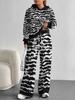 Square Splicing European, American Autumn and Winter Casual Long-sleeved Suit Women's Hooded Sweater Trousers Two-piece Set