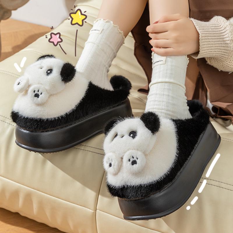5.0 Super Dikke Zool Panda Dames Pluche Katoenen Pantoffels: Stijl Herfst & Winter 2025, Draagbaar, Warm & Schattig