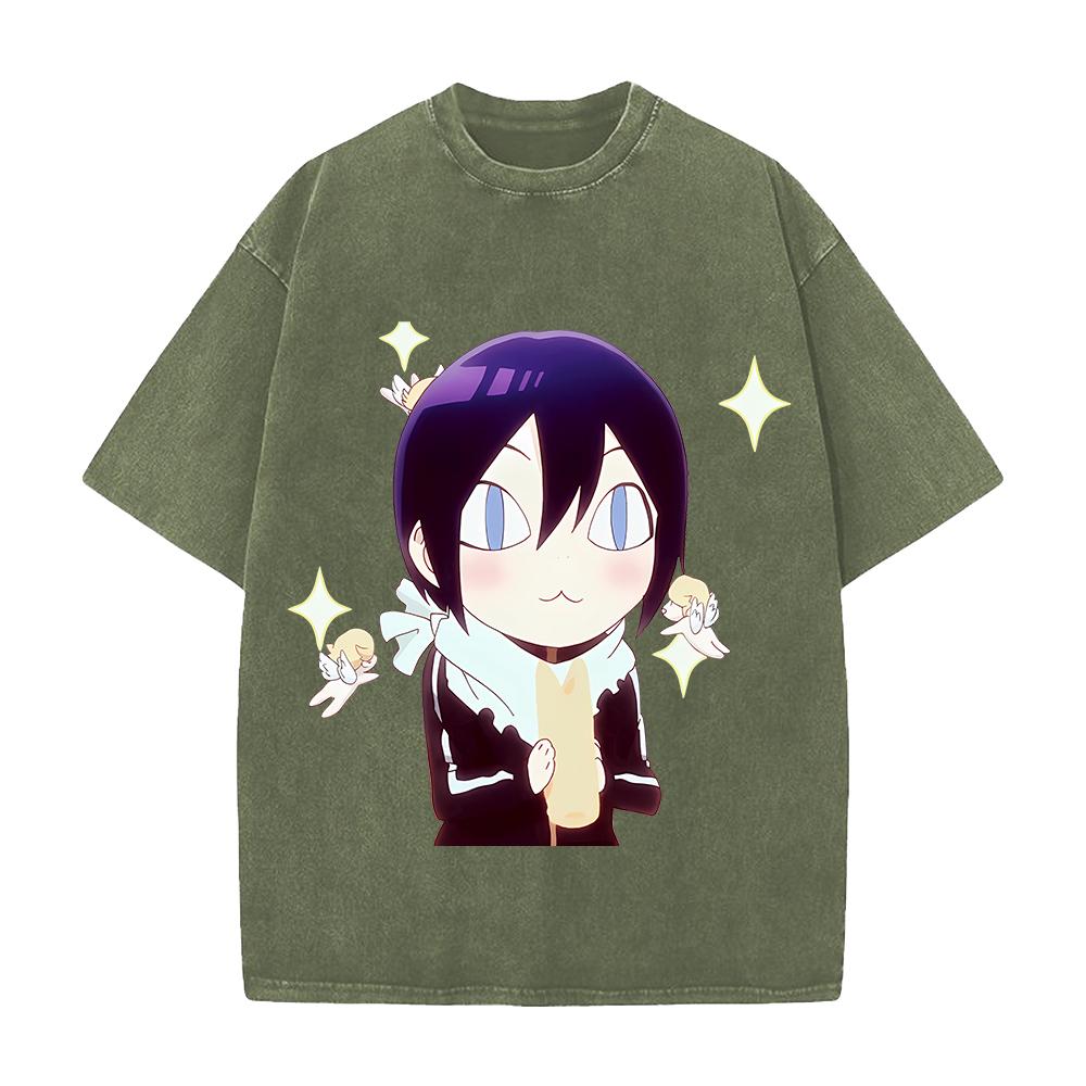 Hot Anime Noragami Yato Graphic Tee Men Women Short Sleeve Clothing Washed Cotton Tshirt Casual T-shirt Harajuku Vintage T Shirt