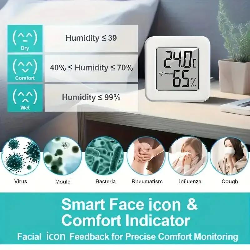 Miniature Indoor Temperature and Humidity Gauge, Electronic Digital Display, Shows Both Humidity and Temperature.