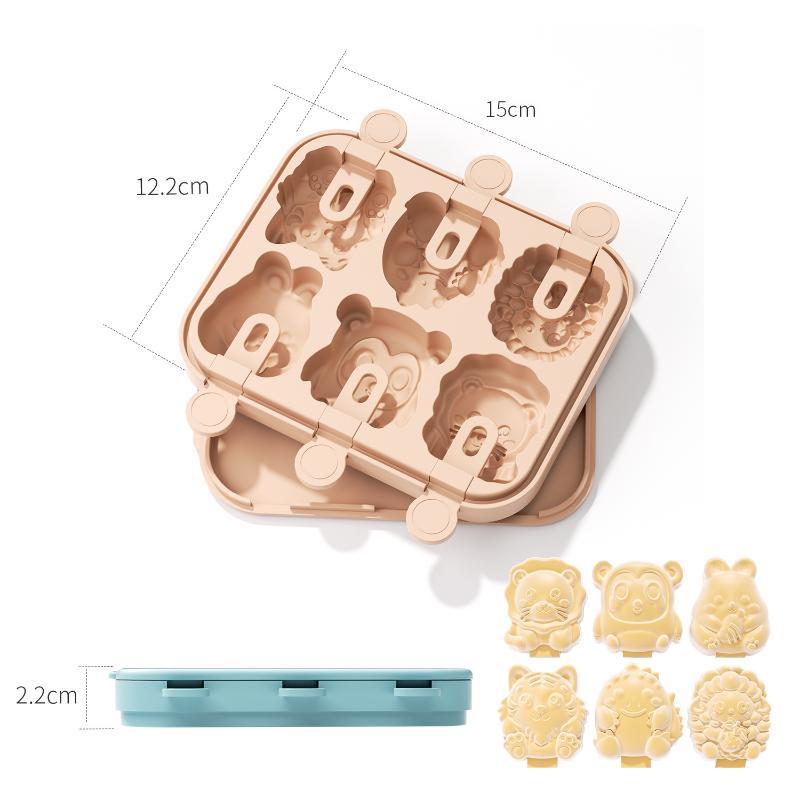 Popsicle Molds BPA Free Silicone 6 Cavity Easy Release Fruit Shaped Ice Cream Maker for Home Summer DIY Ice Snacks