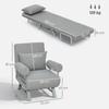 Convertible Armchair, 1-Seater, Folding Armchair-Bed, Linen, Adjustable Backrest, Pillow, Light Gray