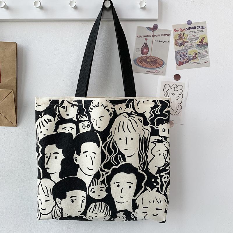 Lazy Simplicity Women Canvas Shopping Bag Cotton Cloth Shoulder Bag Eco Tote Reusable Grocery Shopper Bags