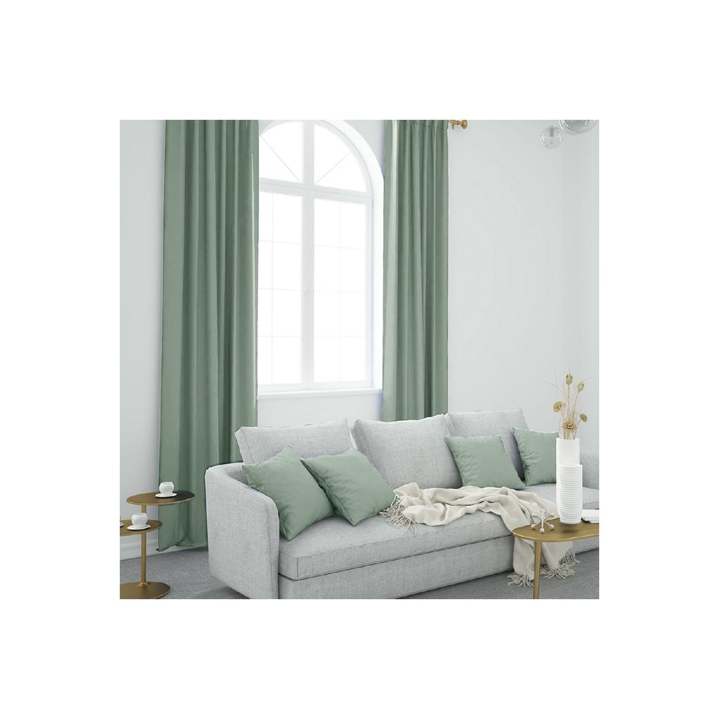 Single Wing Water Green Color Island Fund Curtain Straight Sewing Shirred Extrafor