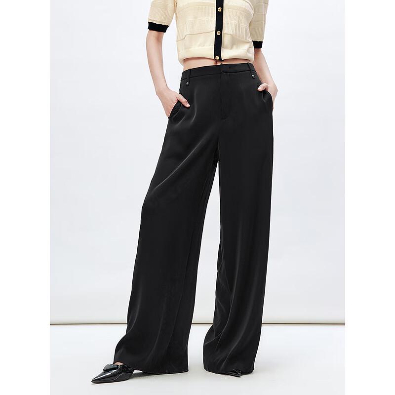 PEACEBIRD Women's High-Waist Satin Wide-Leg Pants