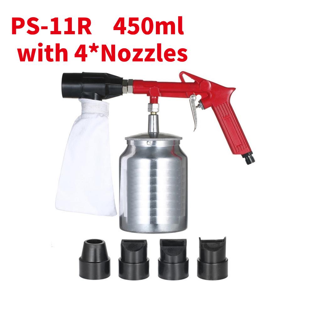 Pneumatic Handheld Sandblaster PS-11R 1/4inch 450ml with 4*Nozzles / PS-6R 1/4inch 750ml Air Sand Blaster for Removing Rust