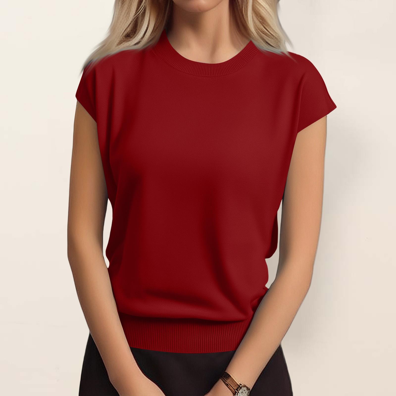 

Футболки для женщин, модные трикотажные свитера с круглым вырезом, свободная рубашка, футболка One Size винный