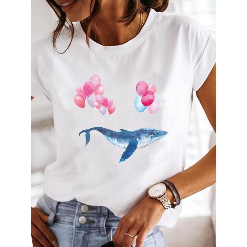 Summer T-shirt clothing dragonfly pattern printing T-shirt short-sleeved top fashion casual ladies women