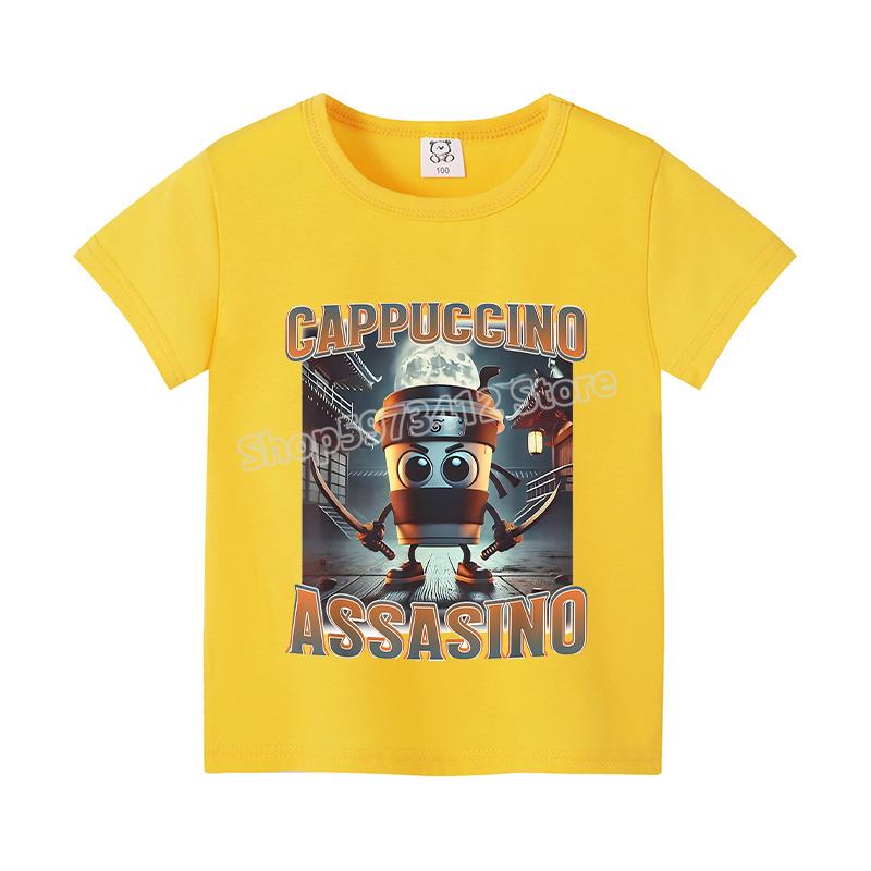 Italian Brainrot Color T-shirt Summer Short Sleeved Boys' Cute Clothes Children's Anime Top Cartoon Digital T-shirt Gift