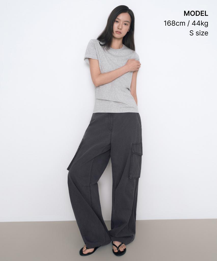 MUSINSA STANDARD WOMAN [Cooltandard] Women'S Basic Crew Neck T-Shirt [Medium Grey]