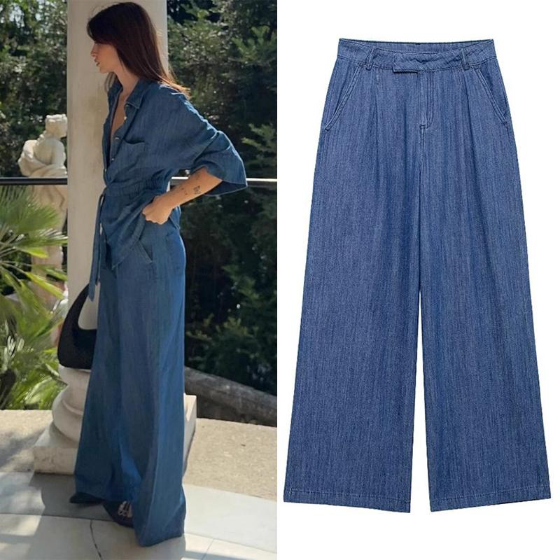 Fashion Women's Baggy Jeans Elegant High Waist Pocket Wide Leg Female Trouser 2026 Spring Lady Casual All-match Denim Pant New