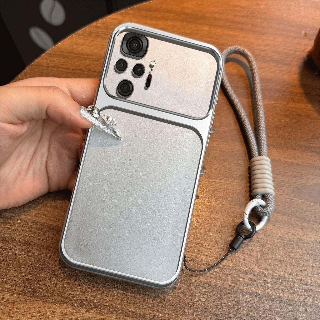 Luxury Big Window Phone Case with Lanyard for Xiaomi Redmi Note 10 Pro 4G Premium Textured Casing