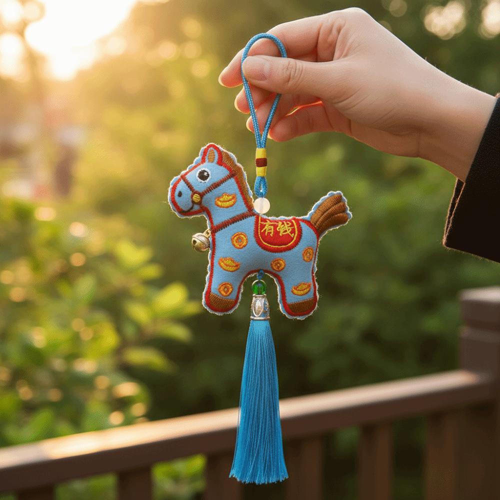 Spring Festival Pony Embroidered Pendant Tassel Horse Hanging Decoration  Festive Accessory