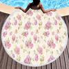 Vintage Floral Round Beach Towel with Tassels, Farmhouse Flower Beach Blanket, Soft Microfiber Yoga Meditation Mat Picnic Rug