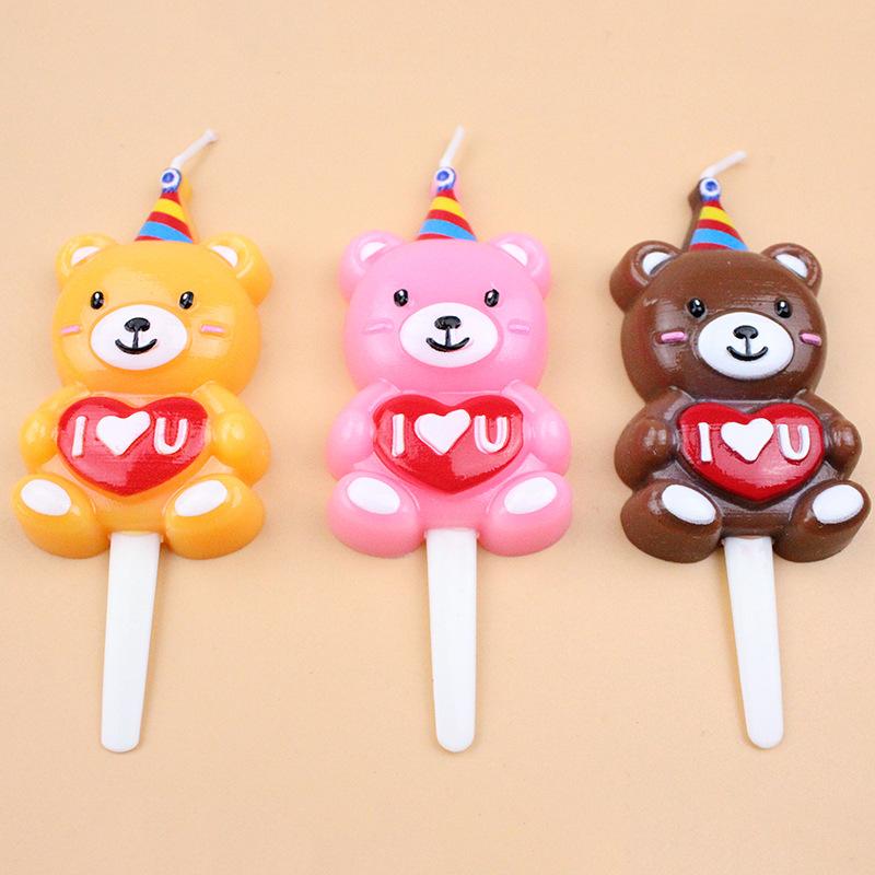 Three-dimensional New Huggable Bear Birthday Candle Ins Korean Style Children's Cute Teddy Pet Cake Decoration
