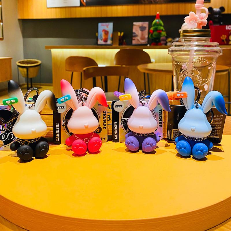 Creative Gradient Rabbit Bag Charm Adorable Pvc Key Accessory For Graduates