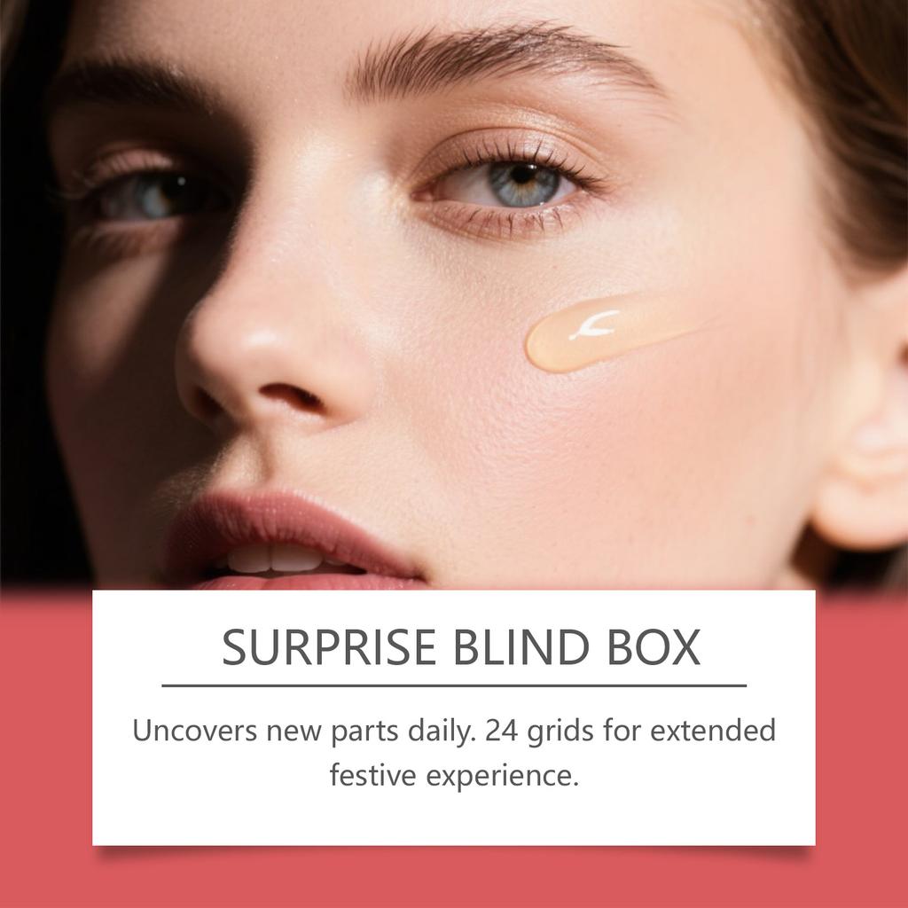 Adventní kalendář s líčením, 24denní vánoční odpočítávací kalendář, překvapení, vánoční sada líčení, dárek pro dámy, překvapení, 50 ml