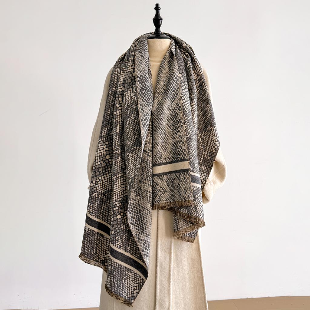 Winter Women's Cashmere Leopard Print Double-Sided Scarves Elegance Shawl Pashmina Warm Female Outdoor Fashion Accessory Scraf