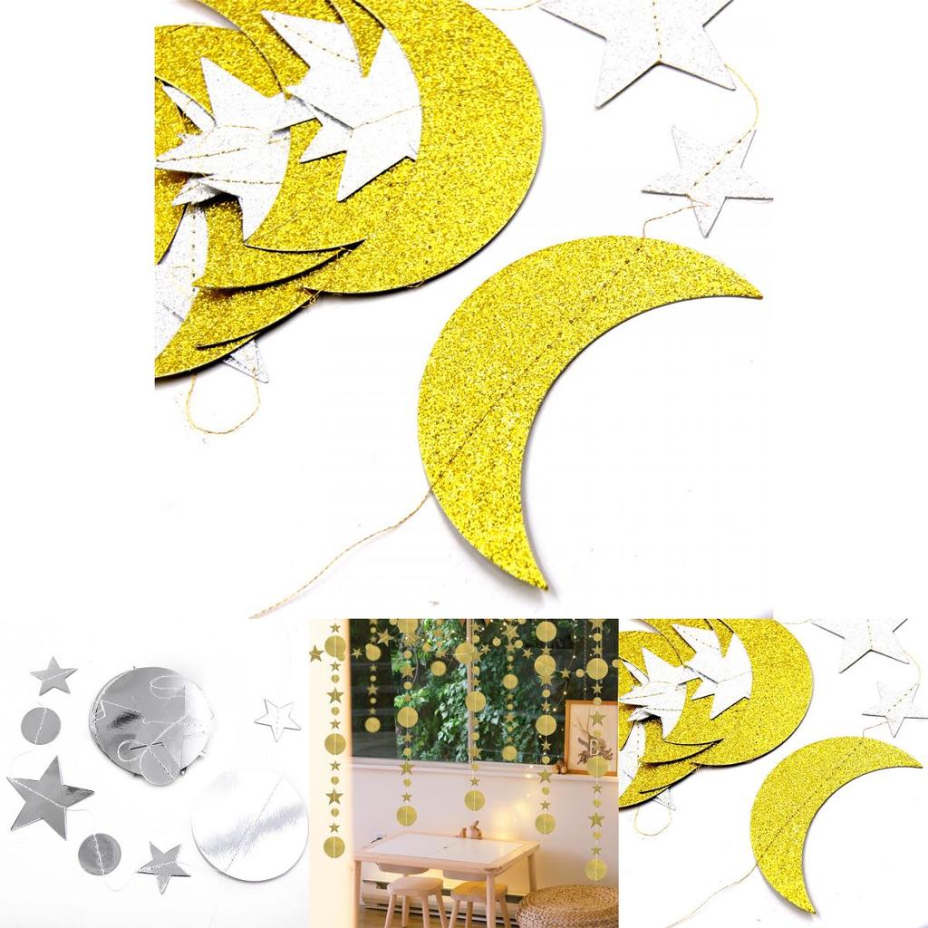 Eid Mubarak Moon Star Banner Stylish Hanging Decor For Ramadan Weddings Birthdays More!
