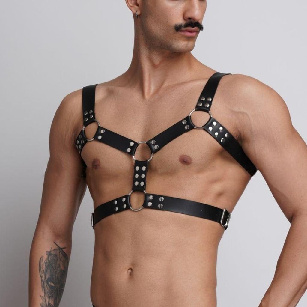 Men'S Sexy Chest Strap Pu Leather Underwear Men'S Adjustable Carnival Gay Clothing Bdsm Fetish Full Body Strap
