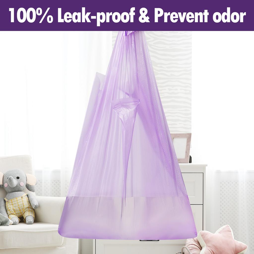 Baby Disposable Diaper Bags Easy-To-Tie Tabs Diaper Sacks with Lavender Scented Diaper Disposal