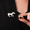 Metal Copper Zodiac Pony Pin Chinese New Year Animal Lapel Pins Metal Horse Brooch  Festival