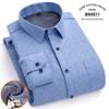 Men's Long Sleeve Cotton Plaid Shirt with Velvet Lining
