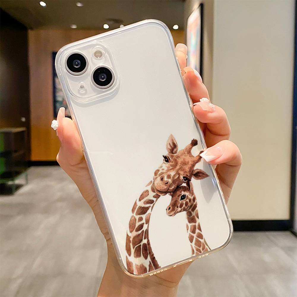 Striped Background Giraffe  Phone Case For iPhone 17 16e 16 15 14 13 12 11mini Pro Max X XR XSMAX 8 7 Air Plus Soft Cover