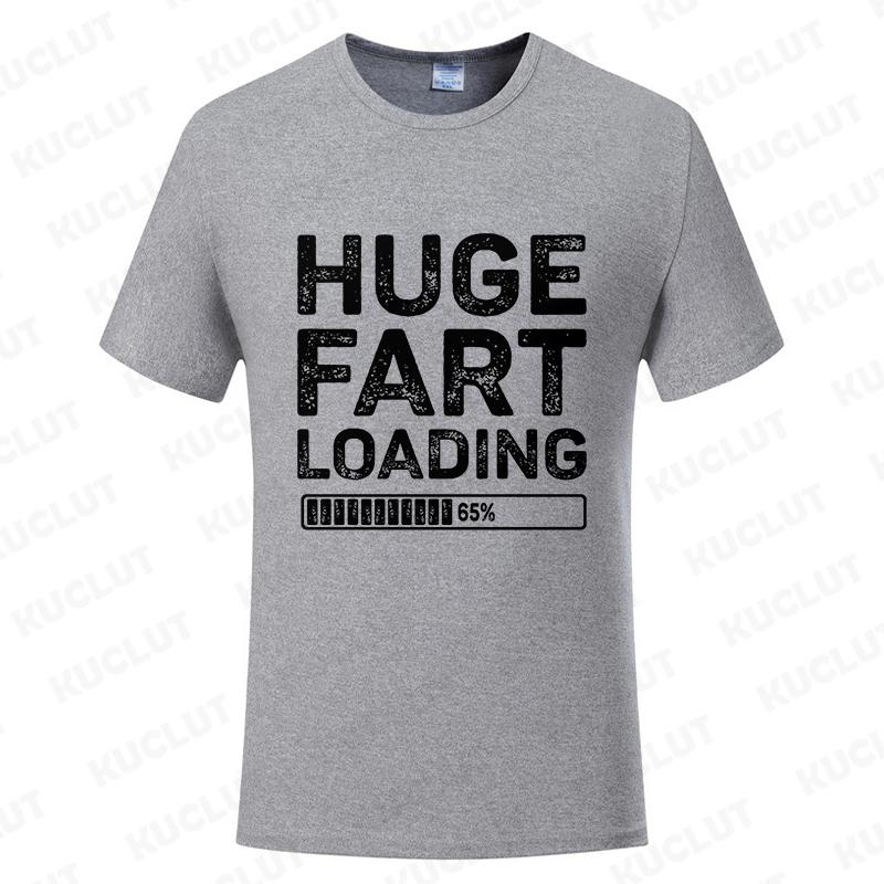 Huge Fart Loading T-shirt for Men Funny Humor Tee Joke Gag Shirt Dad Husband Gifts Guys Clothes Short Sleeve Fashion Casual Tops