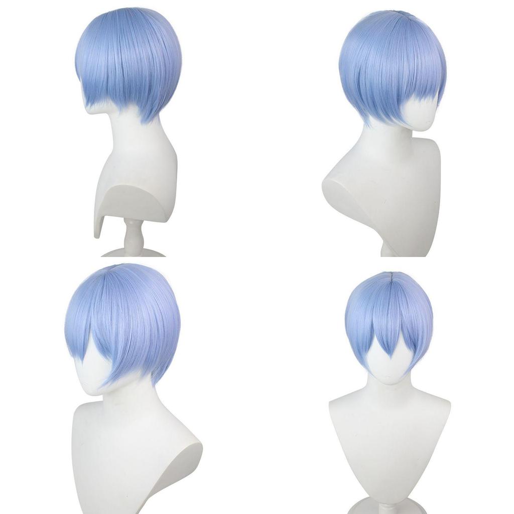 Authentic Eva Ayanami Rei Cosplay Wig With High Temperature Wire Light Blue