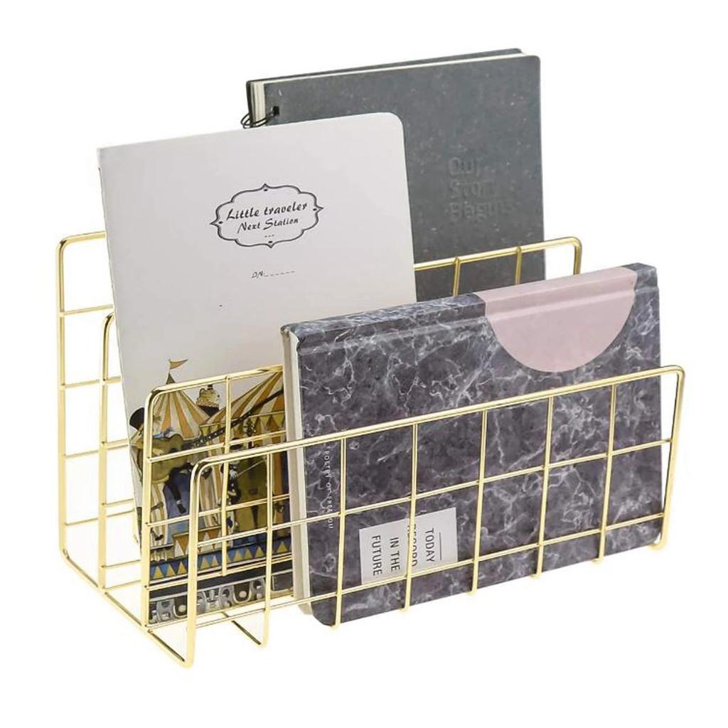 Good-Metal Mesh Desk Organizer Desktop Letter Sorter Mail Tray File Organiser Office Home Bookends Book Holder