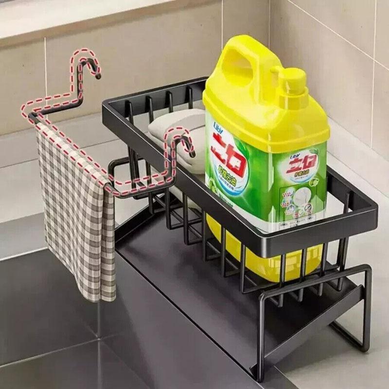 1Pc Kitchen Sink Caddy Basket Drain Rack Sponge Dishcloth Holder Storage Organizer
