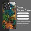 Fashion Palm Leaf Floral Pattern Tempered Glass Phone Case for IPhone 17 16 Pro Max 15 14 13 12 Mini 11 X XS MAX 7 8 Plus Cover